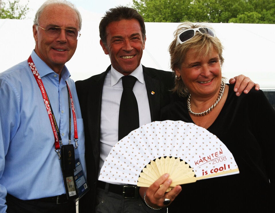 Claudia und Jörg Haider 2008 mit Franz Beckenbauer. 