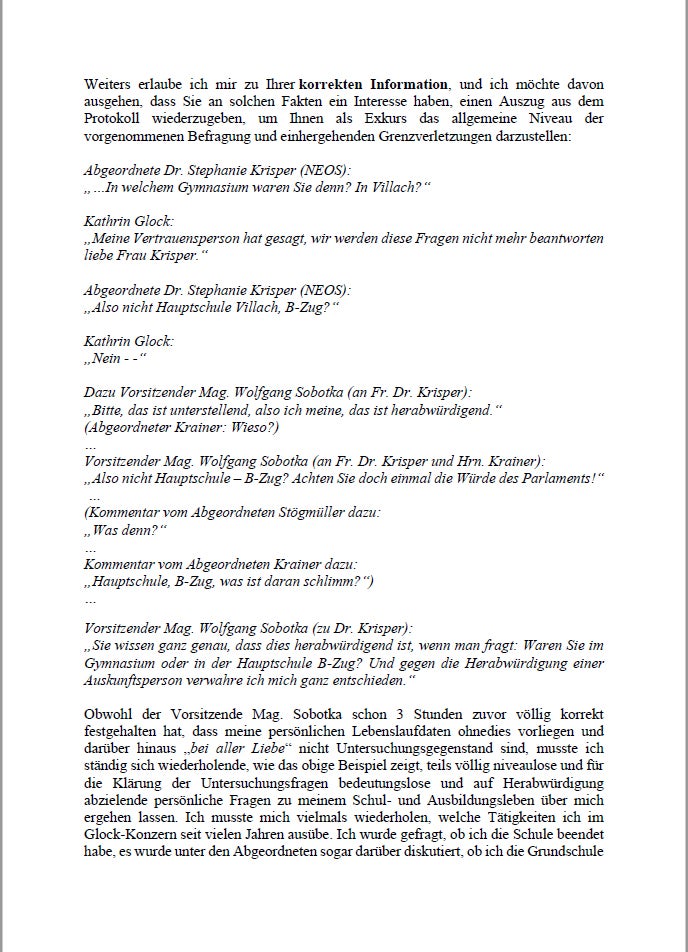 Diesen Brief schickte Kathrin Glock an Ministerin Gewessler