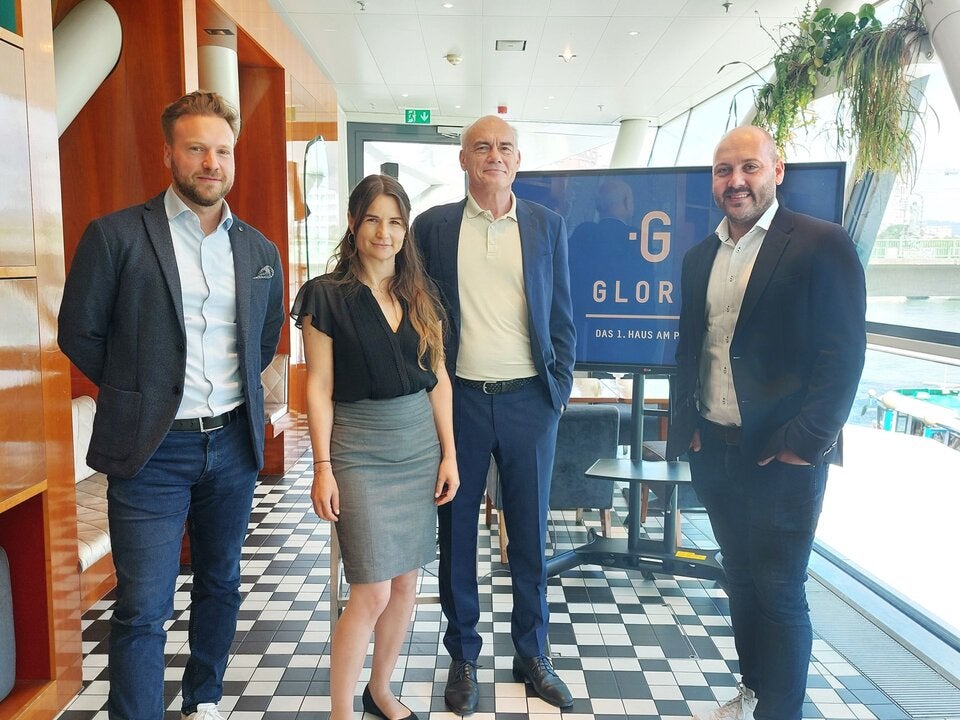 Glorit-CFO und Nachhaltigkeitsbeauftragter Maxmilian Henn, Nachhaltigkeitsexpertin Julia Fessler sowie Glorit Geschäftsführer Stefan Messar und Lukas Sattlegger