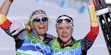 Gold f&uuml;r Claudia Nystad/Evi Sachenbacher-Stehle