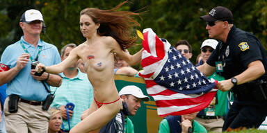 Golf: Flitzerin stiehlt Tiger Woods die Show