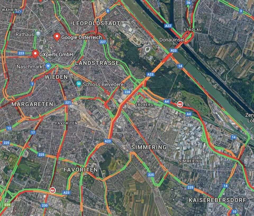 Mega-Stau nach Unfall auf der Südost Autobahn