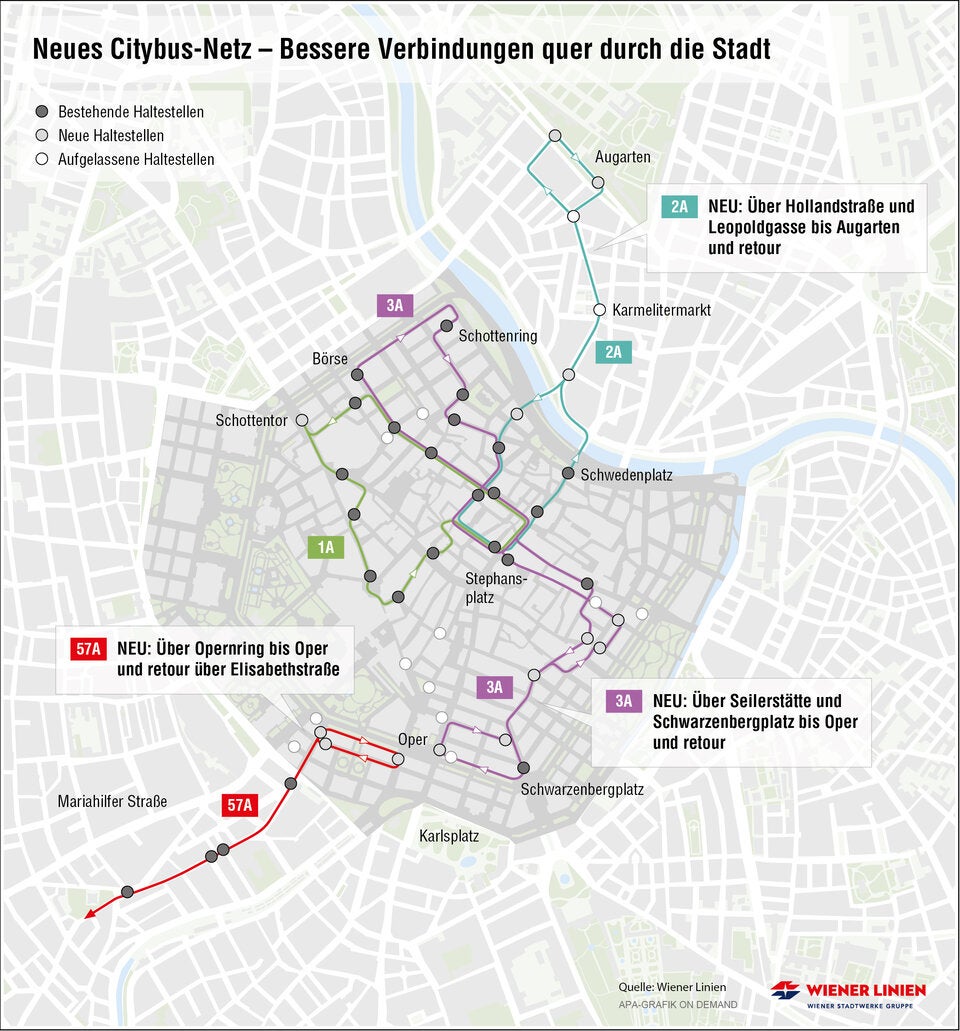 Neues Buskonzept in der City: 2A, 3A und 57A ändern ihre Route