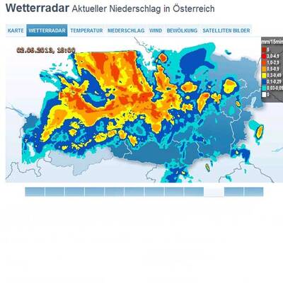 Das Hochwasser am Regenradar