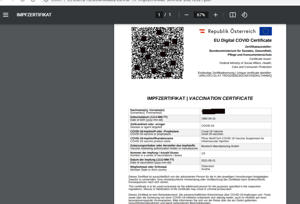 Grünen Pass für Geimpfte aufs Handy holen/ausdrucken