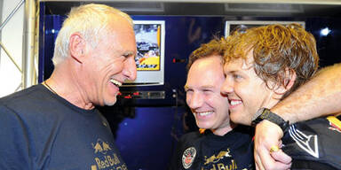 Dietrich Mateschitz, Christian Horner und Sebastian Vettel