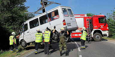 Kleinbus stürzt in Triestingkanal