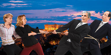 Tauziehen um Griechenland / Merkel / Fekter / Faymann / Samaras