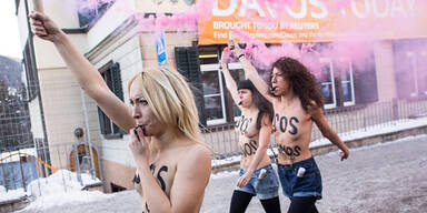 Nackt-Protest beim Weltwirtschaftsforum