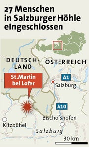 26 Menschen in Höhle eingeschlossen