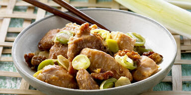 Huhn mit Lauchgemuese