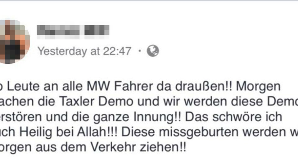 Mord-Drohung gegen Taxi-Demo