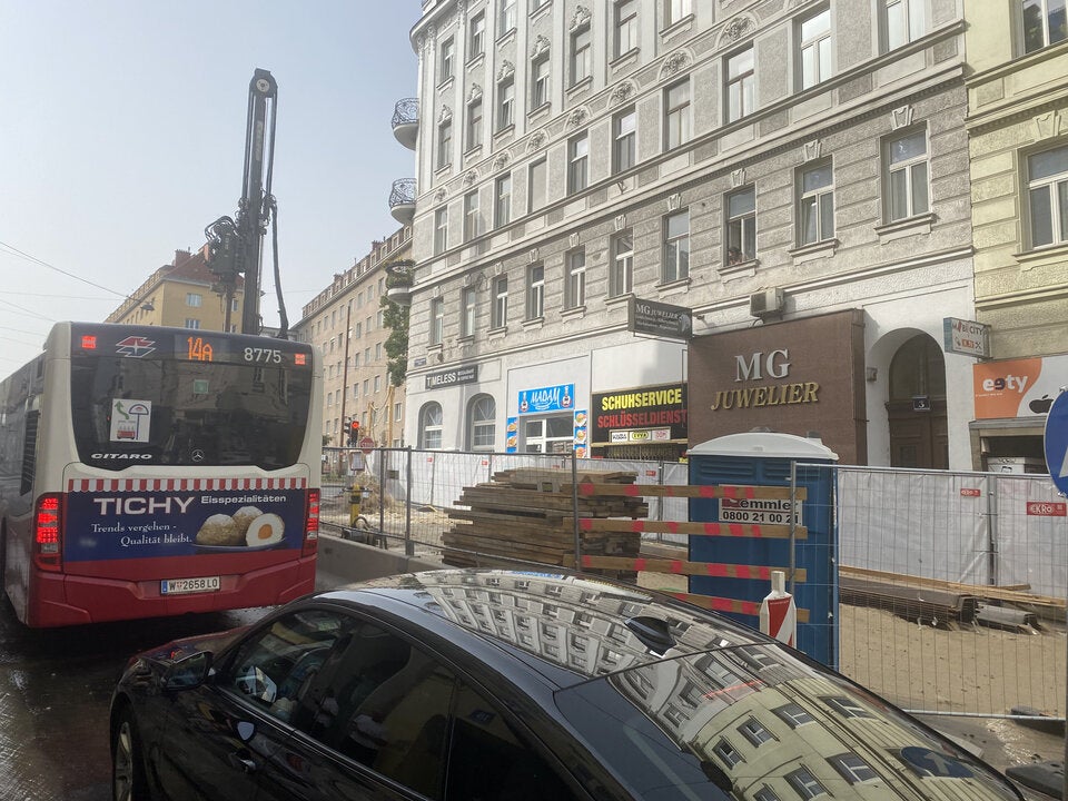 Wasserrohrbruch bei U-Bahn-Bau mitten in Wien