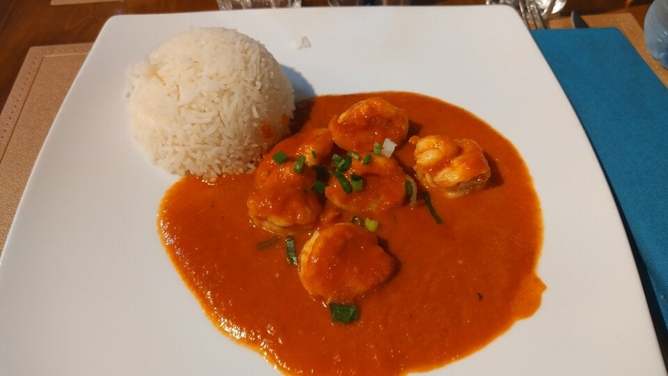Kreolische Spezialitäten: Garnelen in Tamarindensauce.