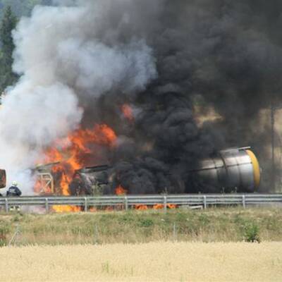 LKW-Feuerunfall auf A1 in Oberösterreich