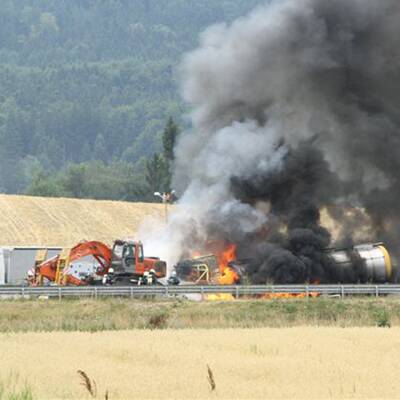 LKW-Feuerunfall auf A1 in Oberösterreich
