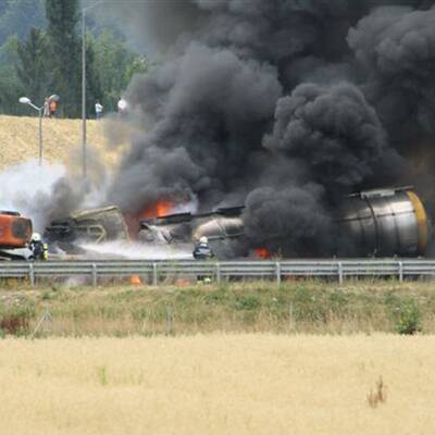 LKW-Feuerunfall auf A1 in Oberösterreich