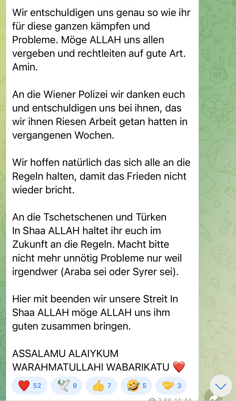 Wiener Friedensvertrag bei Bandenkriegen