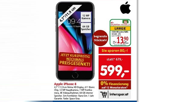 iPhone 8 bei Spar zum absoluten Kampfpreis