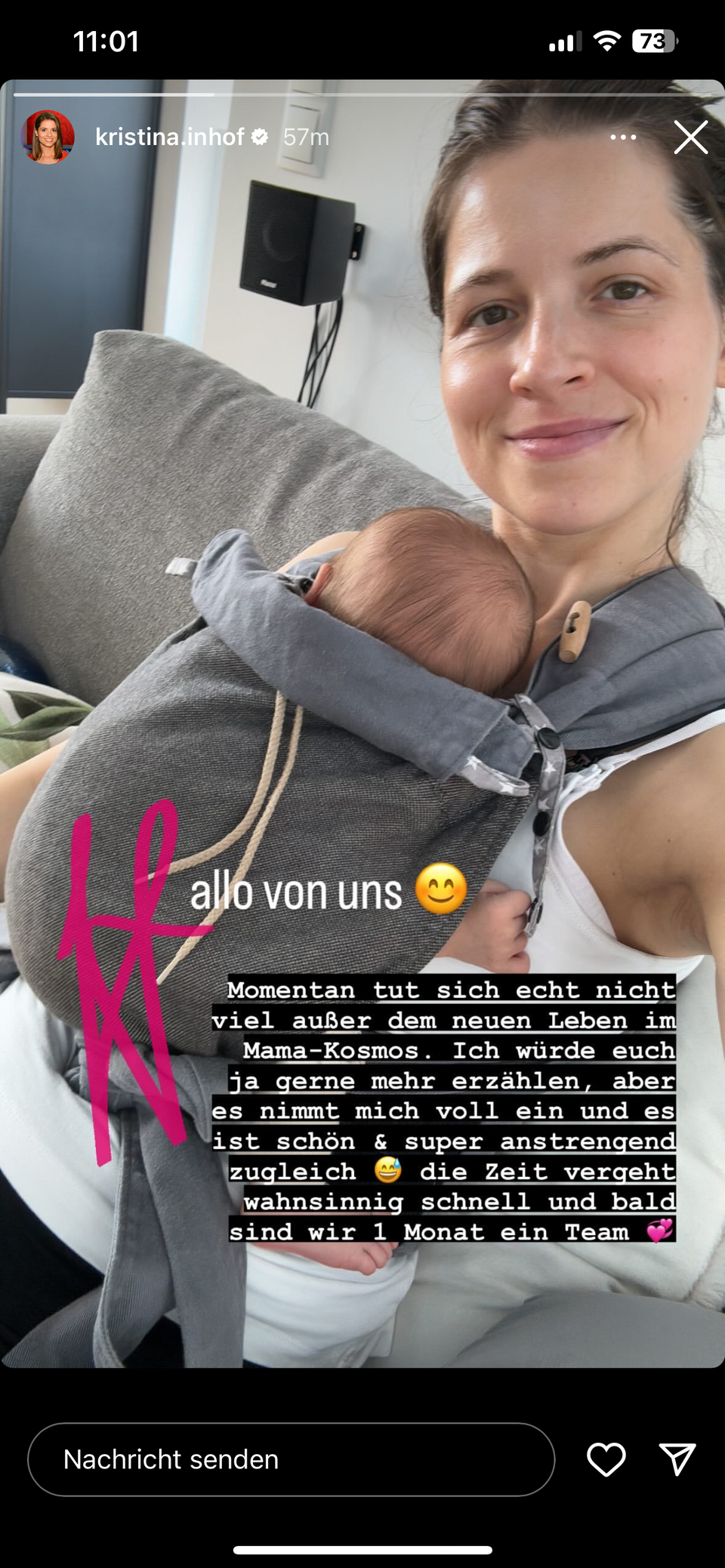 ORF-Moderatorin Kristina Inhof zeigt ihr Baby