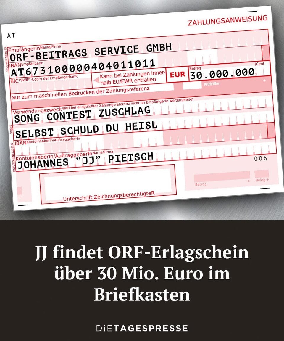 „Selbst Schuld, du Heisl“: 30 Millionen Euro ORF-Rechnung für JJ
