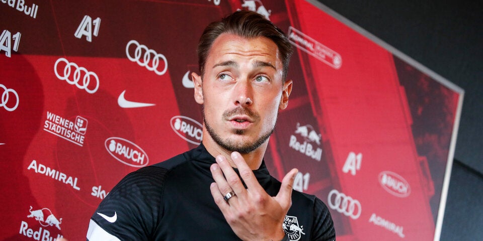 Salzburg-Coach Matthias Jaissle bei einer Pressekonferenz