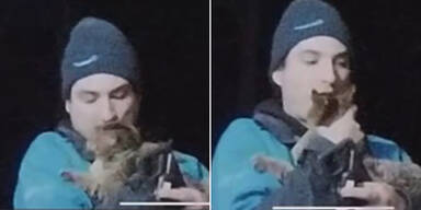 Absolut schr&auml;g: Paket-Bote schleckt fremde Katze ab