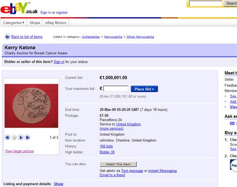 Kerry Katona: Silikon-Implantate auf ebay