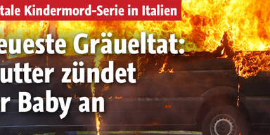 Mutter steckt Auto mit Kind in Brand