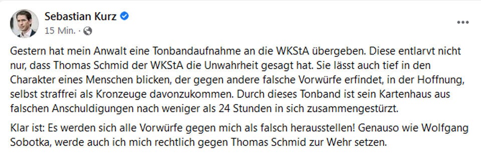 Kurz klagt jetzt Thomas Schmid