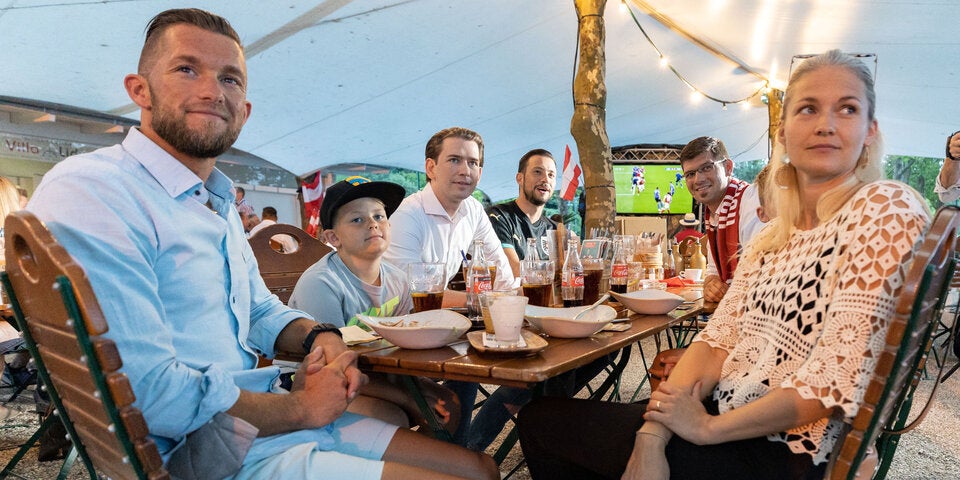 Bundeskanzler Sebastian Kurz beim Public Viewing