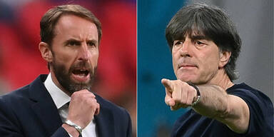 England-Coach Garteh Southgate und Deutschland-Trainer Jogi L&ouml;w