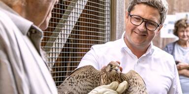 Michael Lindner bei der Greifvogelstation.