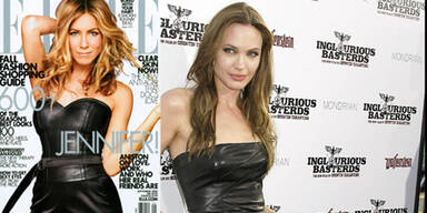 Lederkleid: Jennifer Aniston vs. Angelina Jolie