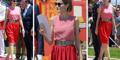 Königin Letizia im Colourblocking-Look