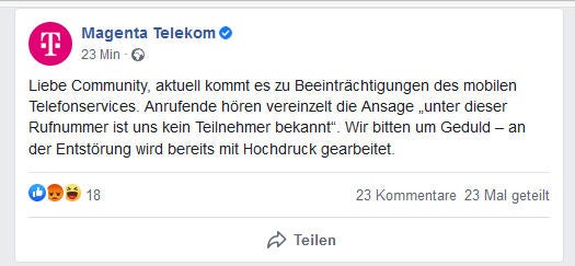 Magenta hat die Netz-Ausfälle behoben
