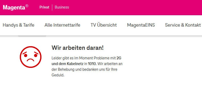 Magenta hat die Netz-Ausfälle behoben