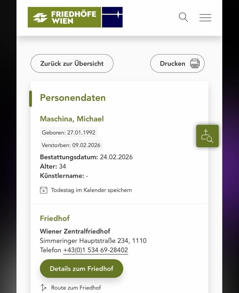 Mike Maschina wurde am 24. Februar beerdigt. 
