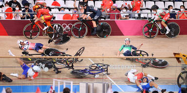 Massnsturz beim Olympischen Bahnradrennen