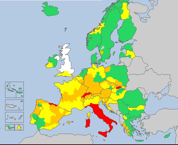Blizzard tobt über Europa