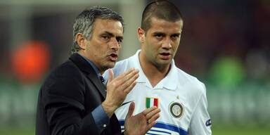 Jose Mourinho mit Christian Chivu
