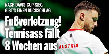 Fußverletzung! Österreichs Top-Tennisass fällt 8 Wochen aus