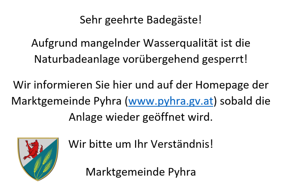 Keim-Alarm im Wasser: Naturbad Pyhra gesperrt