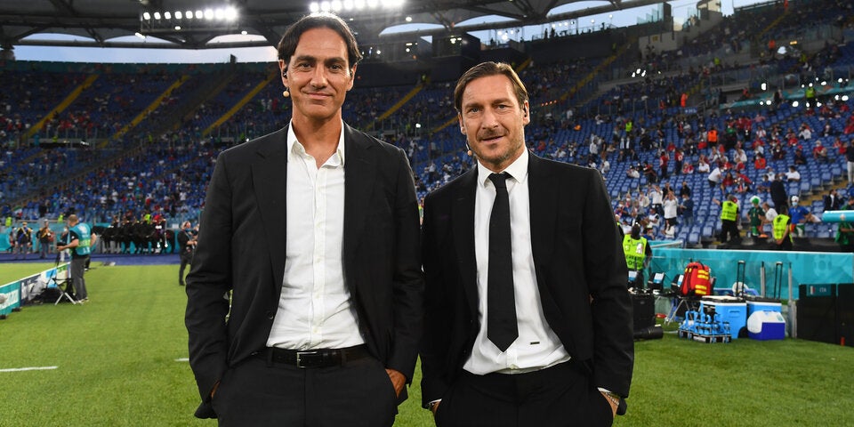 AC-Mailand-Ikone Alessandro Nesta und Roma-Legende Francesco Totti bei der Eröffnungsfeier der EM 2020