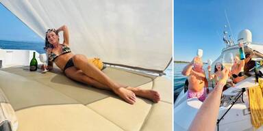 Mausi Lugner auf Yachturlaub