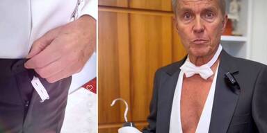 Alfons Haider bei der Frack-Anprobe.