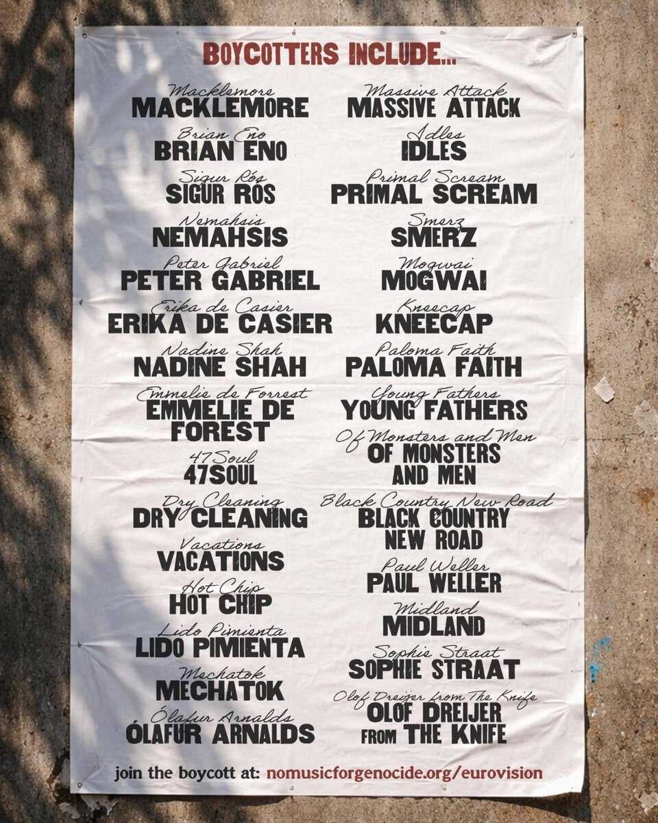 Über 1.000 Stars fordern ESC-Boykott in Wien – von Peter Gabriel bis Roger Waters