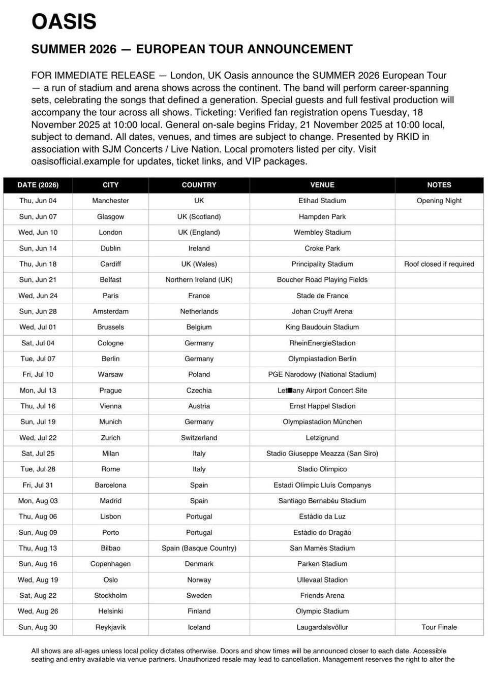 Heißes Gerücht: Oasis kommen 2026 nach Wien