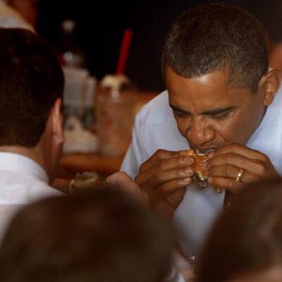 Mit Mr. President beim Burger essen