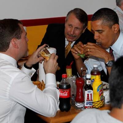 Mit Mr. President beim Burger essen